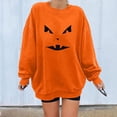 thumbnail image 2 of Chandails en Molleton Visage de Citrouille d'Halloween pour Femmes Manches Longues Surdimensionnées Col Rond Orange Pull Tops, 2 of 7