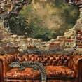 thumbnail image 6 of Orinice Lizard Brick Wall Magical Realism Round Table Cover Stain Resistant Washable Indoor Outdoor Tablecloth Kitchen Dining Wedding Parties 100% Polyester Fiber 46-50, 6 of 8