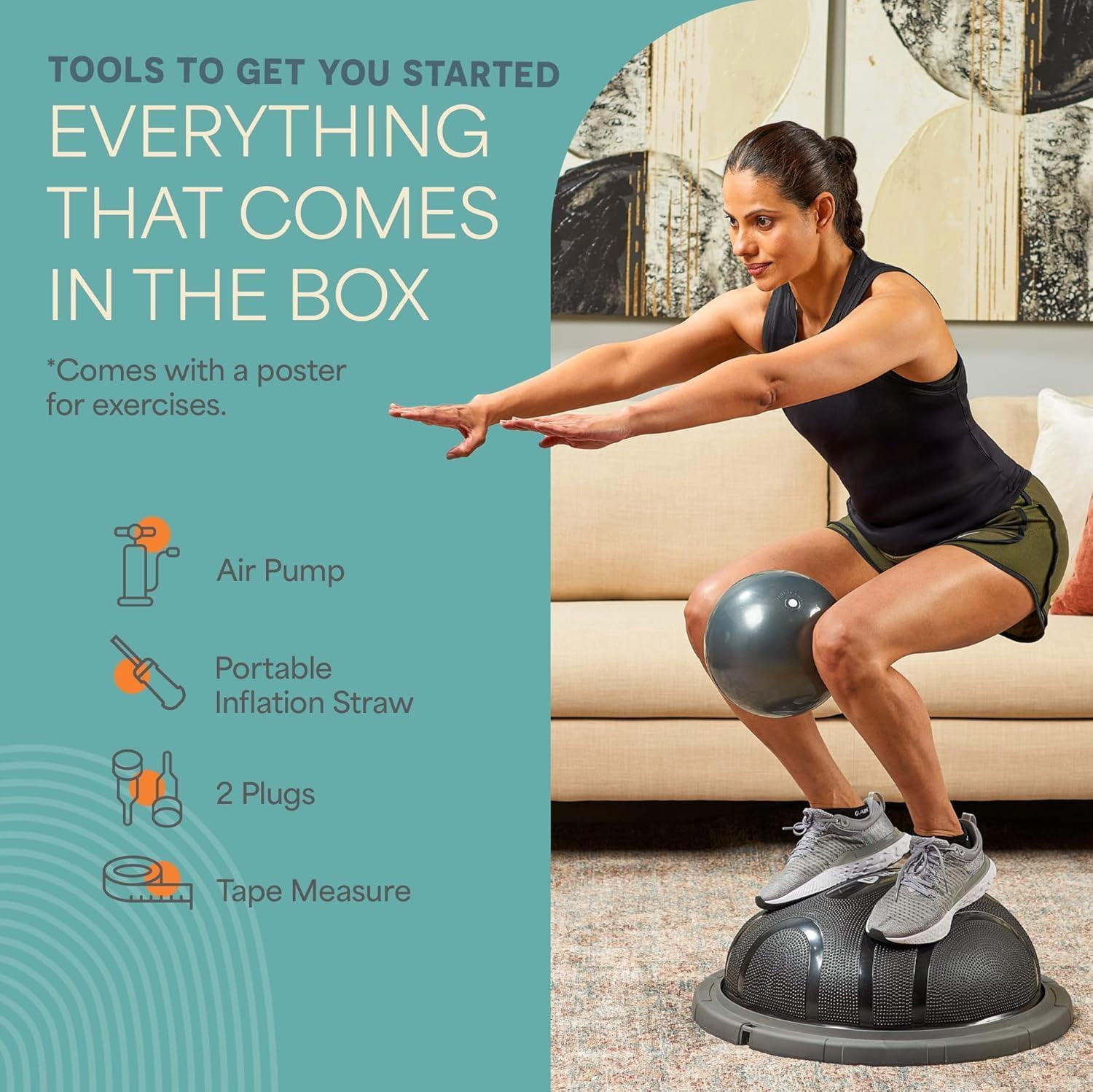 Half  Ball Trainer - Stability Ball for Exercise, Full-Body Workouts, Home Gym, and Physical Therapy