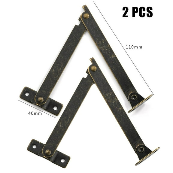 2Pcs Antique Brass Bronze Jewelry Chest Wooden Box Lid Top Support Hinge Display Cabinet Cupboard Furniture Stay Hinge Lift Up