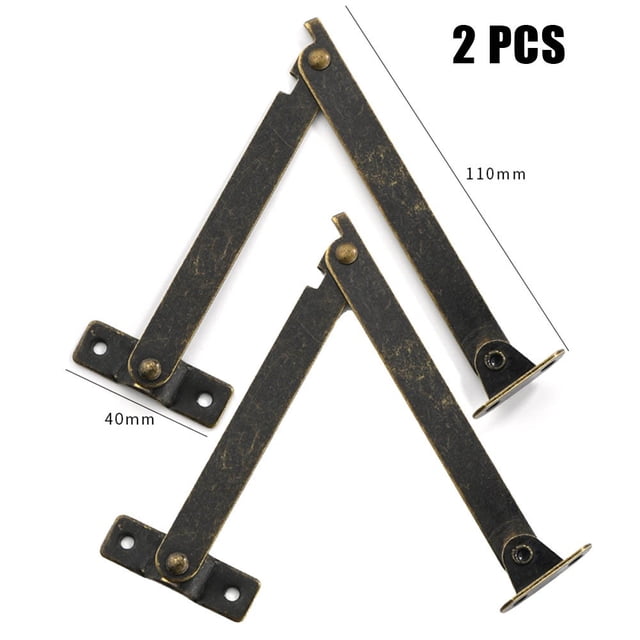 MYG 2pcs Metal Lid Support Hinges Stay Antique Bronze Iron decor hinge Box Furniture