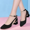 thumbnail image 6 of Spring and Summer Shallow Shoes for Women Wide Width Comfortable Mouth Women Single Shoes for Women Dress Thick Heel Buckle Pointed Women's formal Shoes Toe Shoes Metal Decoration, 6 of 7