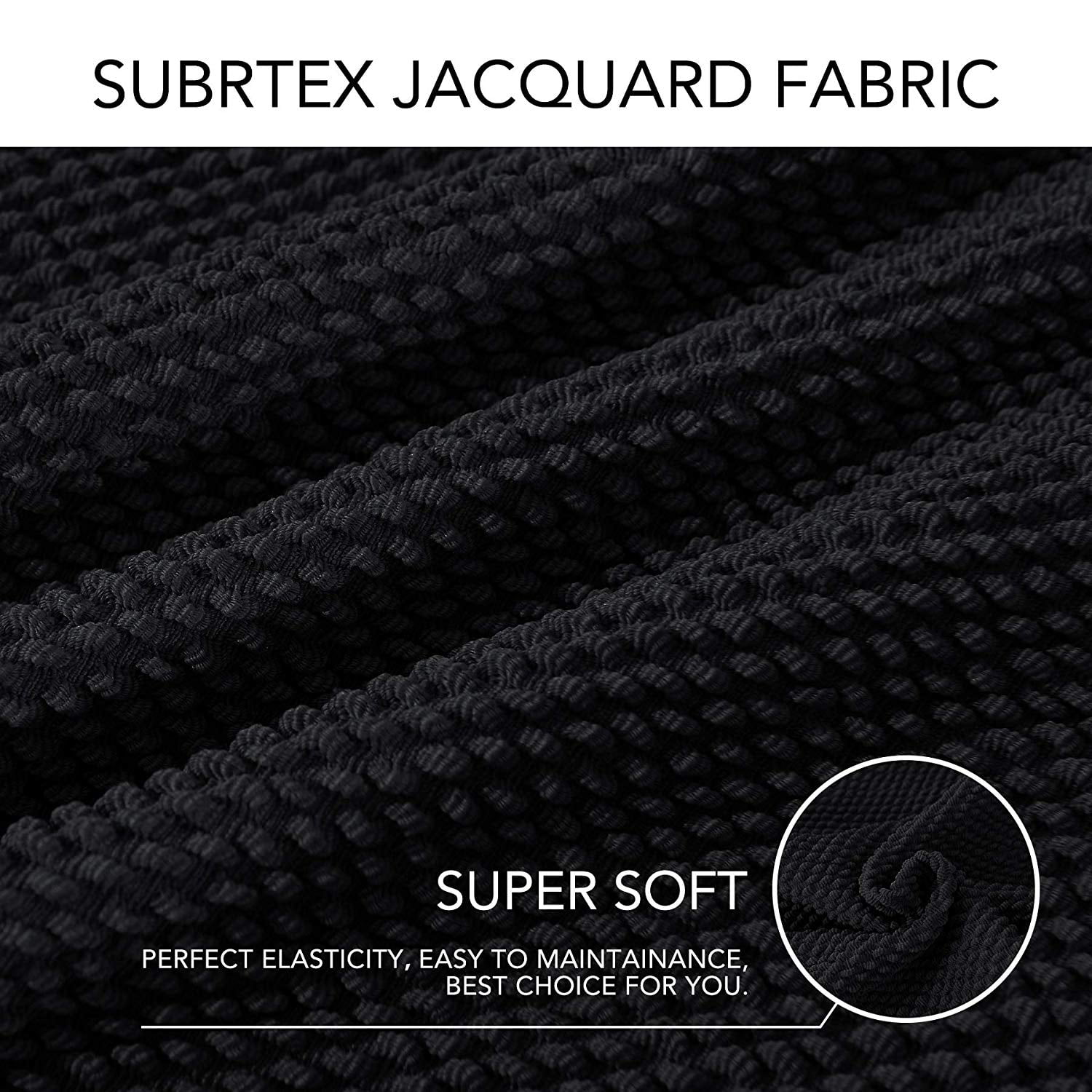 Subrtex 2-Piece Jacquard Spandex Stretch Couch Slipcovers,Loveseat,Black