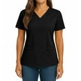 thumbnail image 3 of Medical Scrub Tops for Women Soft Stretch,Curved V-Neck Scrub Tops with 4 Pockets Black S, 3 of 4