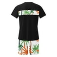 thumbnail image 4 of YLSDY Hawaiian Two Piece Sets for Men Short-Sleeve Oversized T-Shirts Tops with Graphic Shorts O-Neck Pullover Shirt Suits Lightweight Trendy Outerwear Black XL, 4 of 5