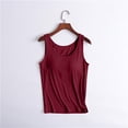thumbnail image 5 of Sanbonepd Tank Top with Built in Bra for Women Padded Camisole Yoga Workout Tank Tops Slim Basic Undershirt Summer Burgundy, 5 of 7