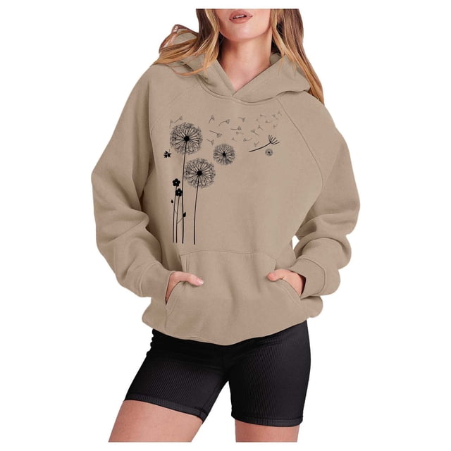 WEAIXIMIUNG Chandail en Molleton Surdimensionné à Col Rond pour Femmes Imprimé à Capuche avec Poche Pull de Sport