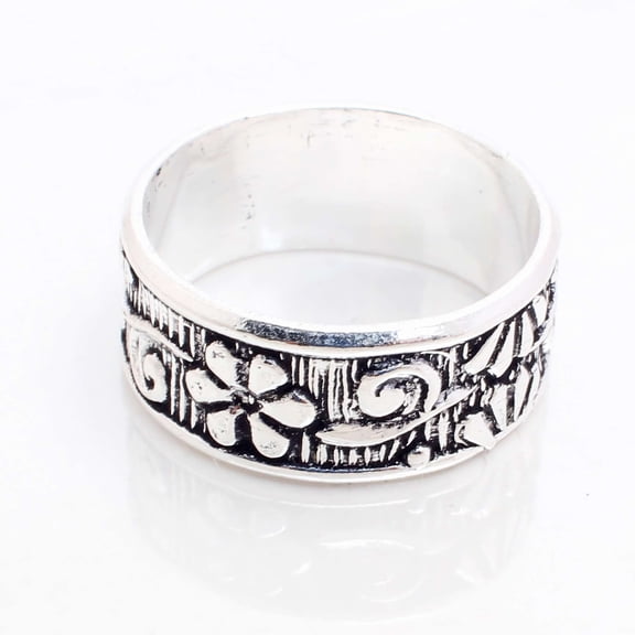 Silver Plated Ring Jewelry For Womens - Handmade Ring - Size US 5.5 - Fashion Jewelry Gift For Her - Statement Ring For Women - Stackable Gothic Bohemian style ring R-14272