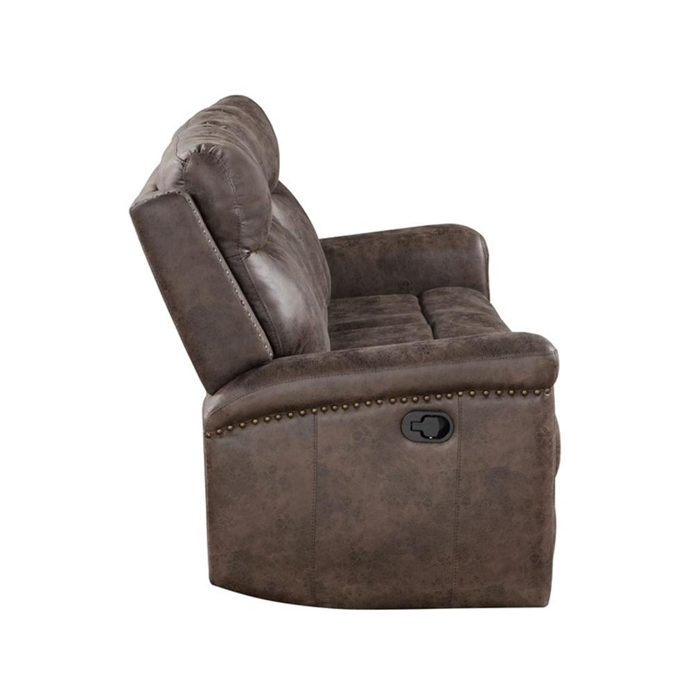 New Classic Furniture Quade Polyester Fabric Sofa with Dual Recliner in Mocha