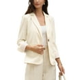 thumbnail image 4 of INSPIRE CHIC Cotton Linen Blazers for Women's Business Casual One Button Work Jacket Office Suit S Beige, 4 of 6