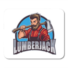SIDONKU Cartoon Mascot Lumberjack Agriculture Axe Badge Beard Carpentry Character Mousepad Mouse Pad Mouse Mat 9x10 inch