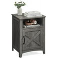 thumbnail image 2 of Farmhouse Nightstand with Barn Door  Set of Bedside Table with Storage  Side End Table  Night Stand  Open Compartment  for Bedroom  Rustic  and Honey  | with Barn Door  with Storage  Open, 2 of 2