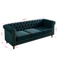 thumbnail image 5 of Modern Velvet Sofa, Button Tufted Chesterfield Sofa with Scroll Arms and Gold Metal Legs, 3-Seater Sofa Couch Upholstered Sofa for Living Room Bedroom Office Apartment, 84.65"×31.50"×30.31", Green, 5 of 7