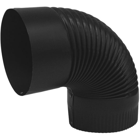 5" Diameter 90 Degree 24 Gauge Black Crimped Elbow