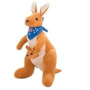 Dezsed Stuffed Kangaroo with Australia Scarf and Joey - Huggable Soft Animals Toy For Kids Christmas Gift Yellow