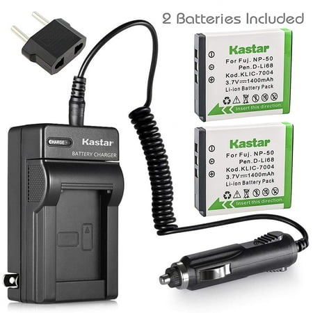 Kastar Battery (X2) & AC Charger for Fujifilm NP-50 BC-50 BC-45W Fuji FinePix F50FD F60FD F70EXR F80EXR F100FD F200EXR F300EXR F500EXR F600EXR F770EXR F800EXR F900EXR REAL 3D XP150 XP160 XP170