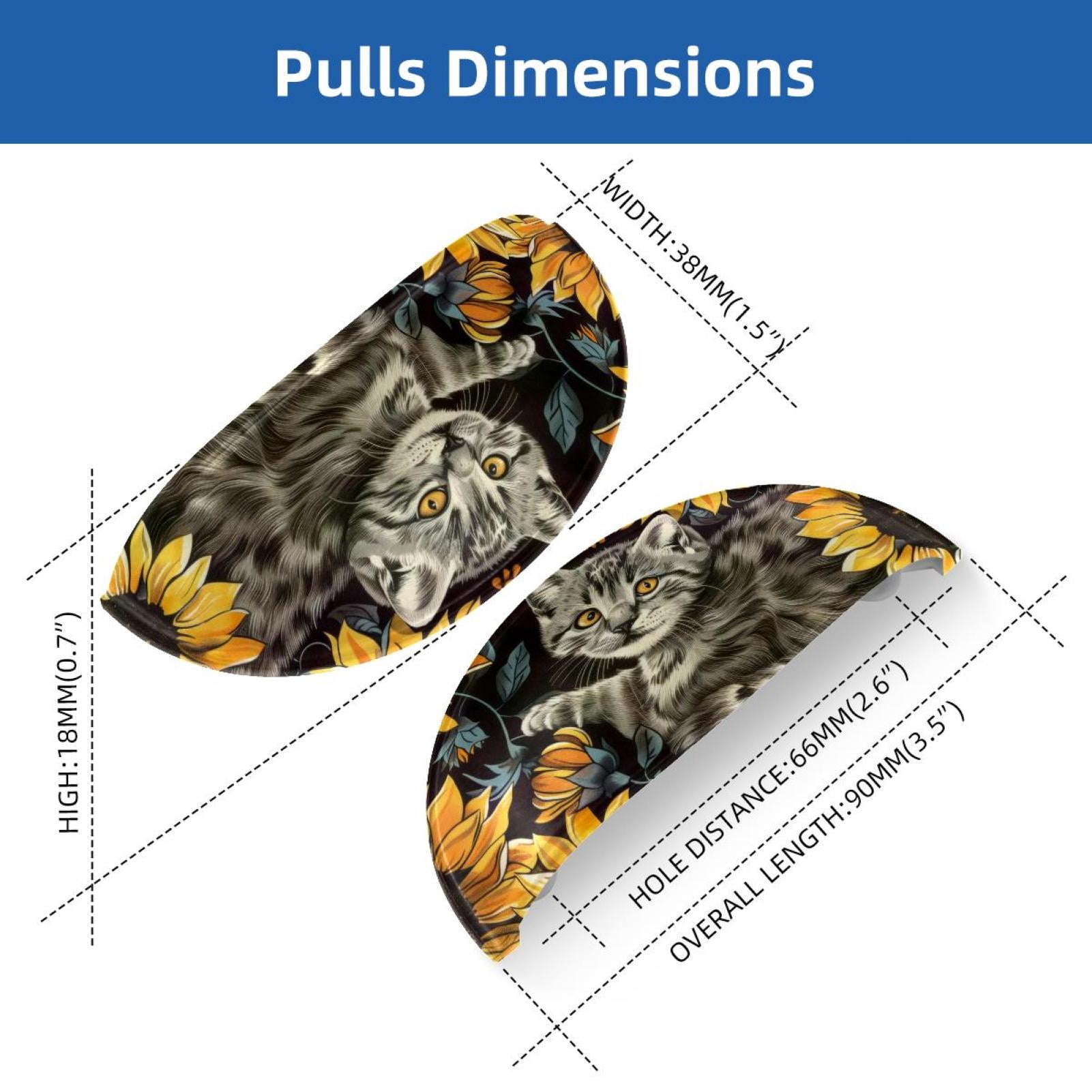 PhooArto 6 Pcs Cup Drawer Pulls, Sunflower and Cat Pattern Shell Shape Handles Cabinet Knobs for Dresser Cupboard Closet Wardrobe with Screws