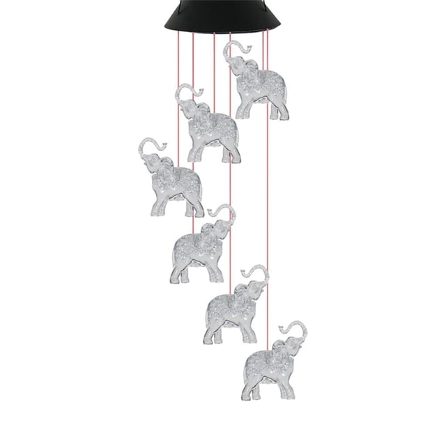 Carillón De Viento De Luz Solar Elefante Luz Jardín Lámpara Impermeable Carillón De Viento Sunnimix luz de carillón de viento