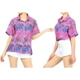 thumbnail image 2 of LA LEELA Hawaiian Shirts Womens Casual Summer Button Down Beach Party Blouse Shirt Collared Blouses Short Sleeve Vacation Dress Tee Shirts for Women M Floral, Autumn Pink, 2 of 5