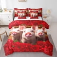 thumbnail image 1 of YST Pink Pig Comforter Set, 7-Piece, Romantic Flowers & Farm Animals, King Size, 1 of 5