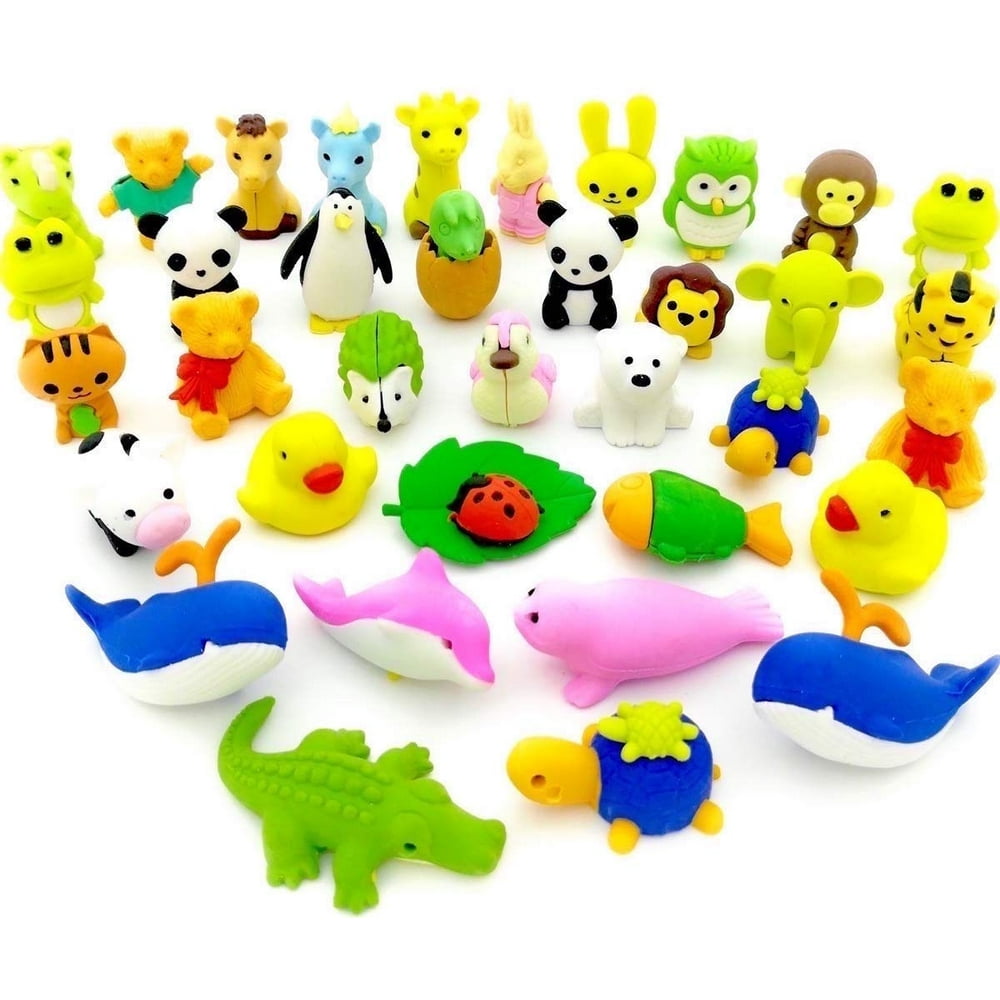 OHill Pack of 32 Animal Erasers Bulk Kids Pencil Erasers Puzzle Erasers ...