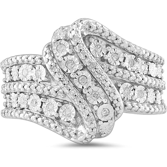 beryl_creation Women's 2.10 Ct Round Cut White Diamond Wedding Engagement Cluster Ring 14K White Gold Plated 925 Sterling Silver -9.5