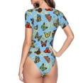 thumbnail image 4 of Gaeub Multicolored Butterflies Women'S Short Sleeve One Piece Swimsuit Sexy High-Waisted Bodysuit For Swimming, Beach, Sports - Large, 4 of 9