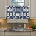 thumbnail image 2 of Yayeee Kitchen Curtains Tier Pair Light Filtering 27"x36" Rod Pocket Short Cafe Window Panel, Blue Cats and Hearts, 2 of 7