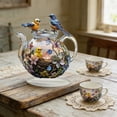 thumbnail image 6 of Xecvkr Acrylic Bird Teapot Figurine Colorful Birds Floral Tabletop Decor Living Room Bedroom Desk Stand Nature Inspired Art Home Ornament Home Gift, 6 of 6