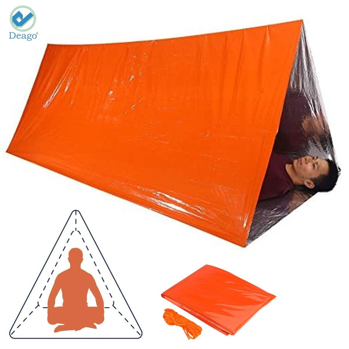 Deago Life Tent Emergency Survival Shelter 2 Person Emergency Tube