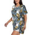 thumbnail image 2 of Kdxio Squirrel And Leaves Print Pajamas Sets for Women Short-Sleeved Pjs with Lounge Shorts Two Piece Sleepwear S-4XL, 2 of 9
