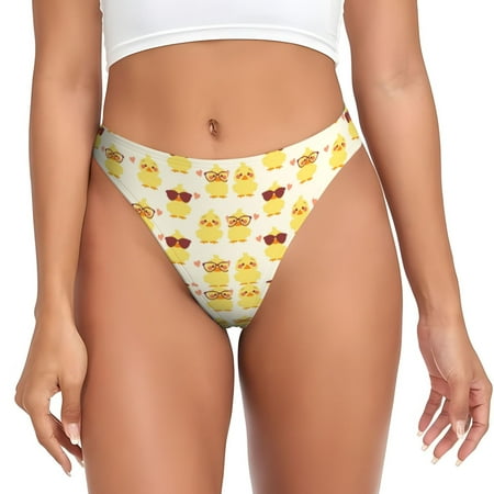 Rateoe Cute Yellow Duck Pattern Seamless Women Underwear Thongs No Show Ladies Thong No Line Breathable Comfortable Panties Undies for Women-X-Large