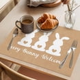 thumbnail image 3 of Every Bunny Welcome Placemats Set&nbsp;of&nbsp;8 Easter Spring White Bunny Silhouette Linen Texture Heat Insulation Washable Place Mats, Non-Slip Table Mats for Dining Table Party Kitchen,13x19 Inch, 3 of 9