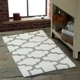 thumbnail image 2 of Saffron Fabs 34x21 Inches Arctic Blue/White Geometric Cotton Bath Rug, 2 of 5