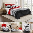 thumbnail image 6 of King Quilt Set 96''x106'', Red Black Ombre Lightweight Bedspread Coverlet Set with 2 Pillow Shams, Modern Abstract Moire Art Geometric Breathable All Season Quilt Bedding for Bedroom/Guest Room, 6 of 9