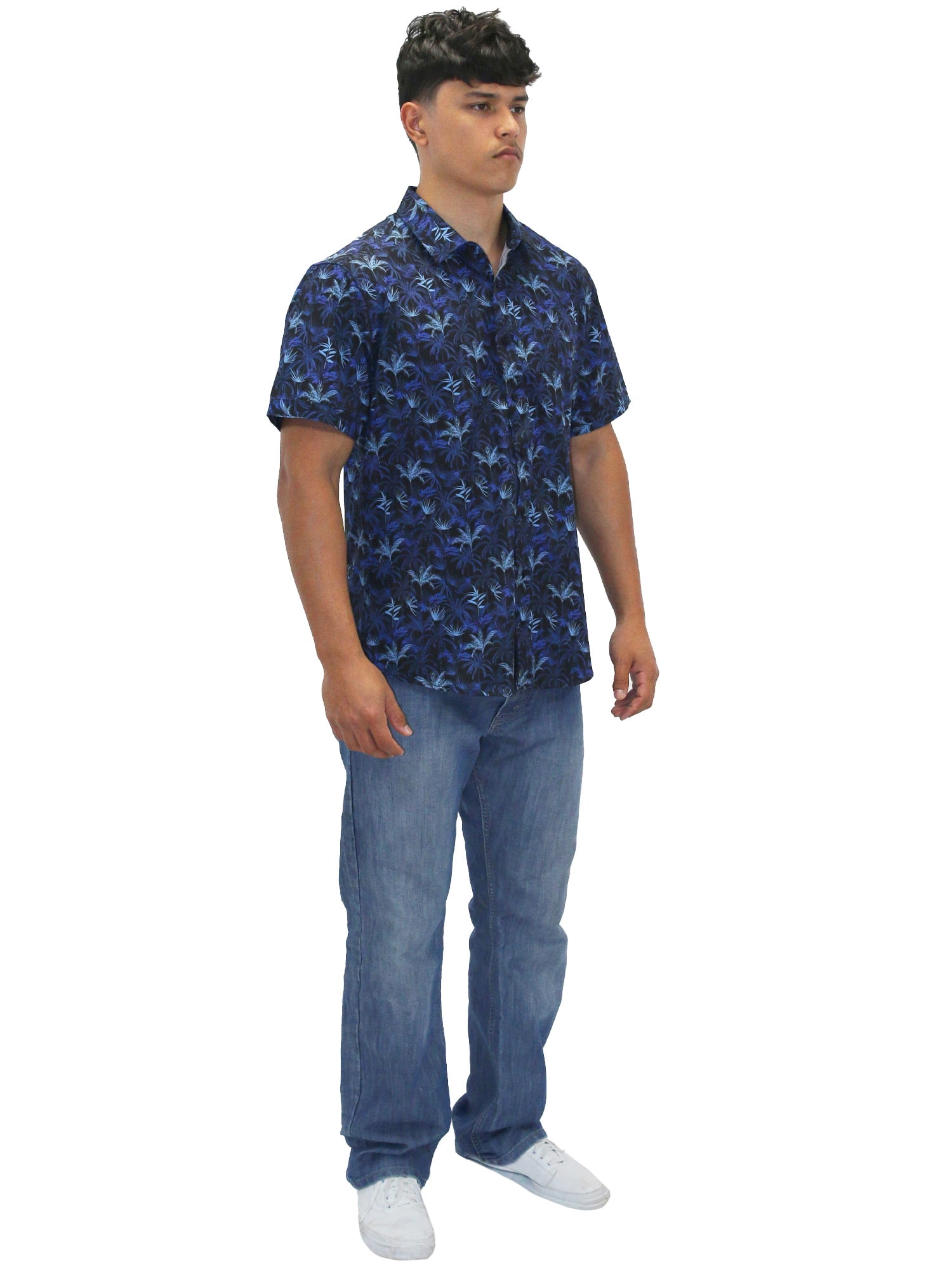 ALOHA SHIRT: PALM PLANTATION-BLACK 3XLARGE