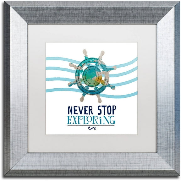 Trademark Fine Art "Exploring" Canvas Art by Lisa Powell Braun, White Matte, Silver Frame