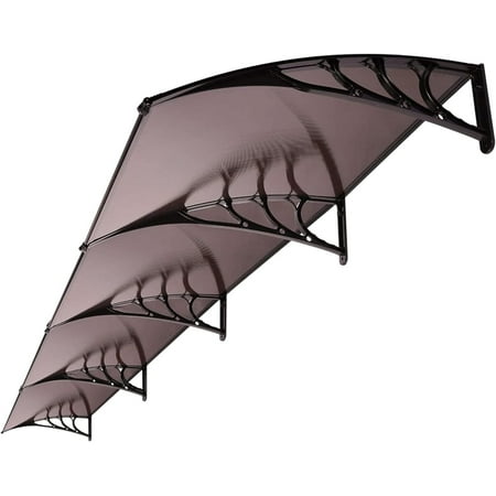 SPECSTAR Polycarbonate Window Door Awning Canopy with Black Bracket 40 Inch x 160 Inch  Brown