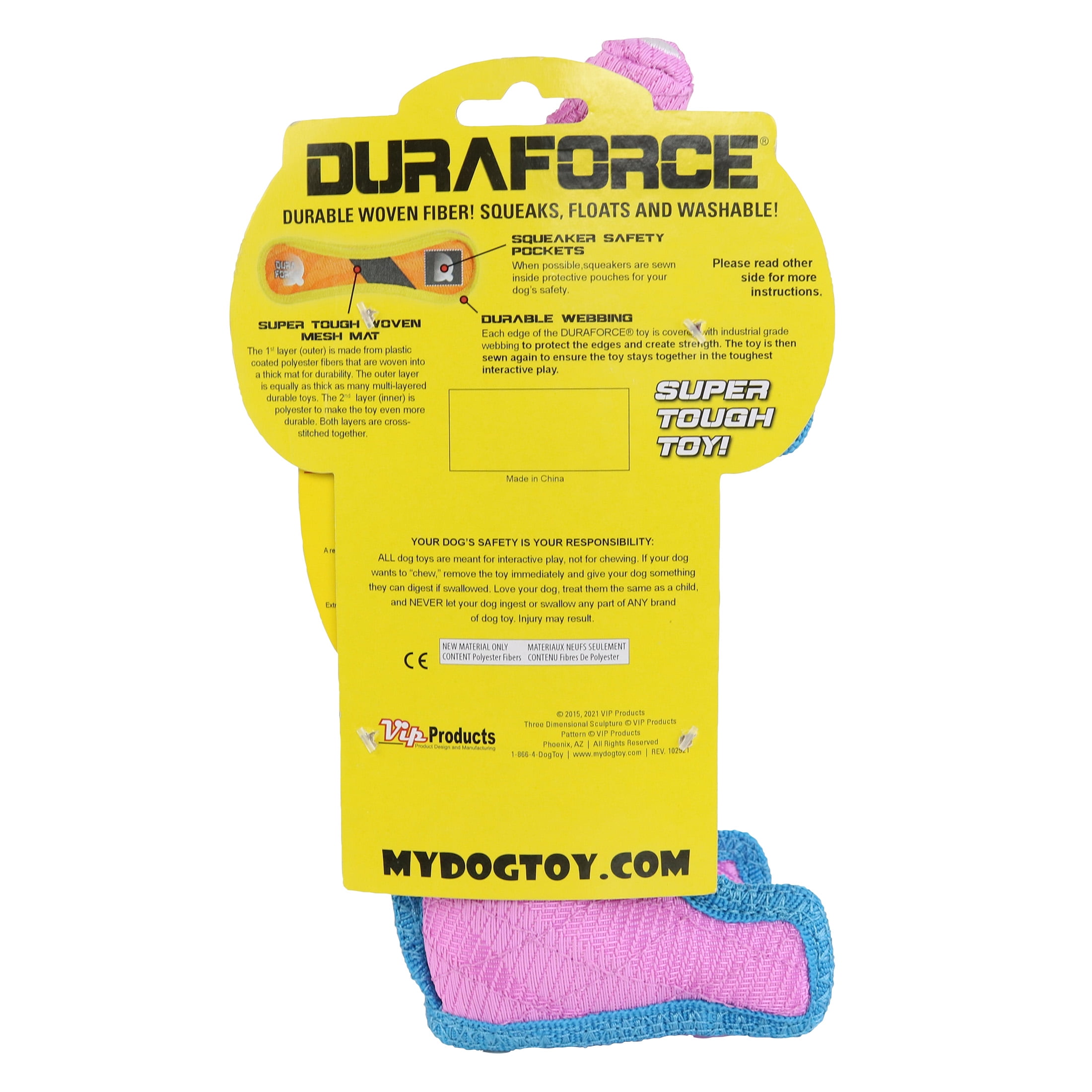 DuraForce Pig Tiger Pink Blue Durable Woven Mesh Fiber Dog Toy with Squeaker