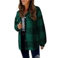 thumbnail image 6 of Outfmvch Womens Sweaters Jean Jacket Women'S Casual Loose Winter Plaid Lamb Fleece Jacket With Pockets Button Fleece Jacket Womens Sweatshirt Green 2Xl, 6 of 8