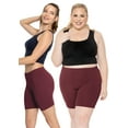 thumbnail image 2 of Stretch Is Comfort Women's Plus Size Cotton Biker Shorts Burgundy 3X, 2 of 6