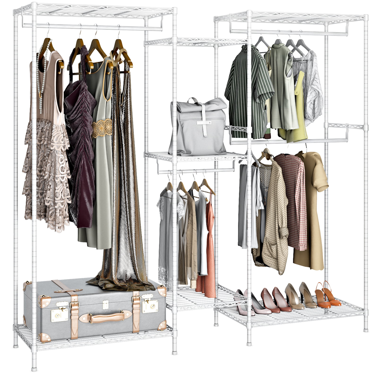 3-Tier Clothes Hanging Heavy Duty Shoe Storage Organizer Garment Corner Rack USA