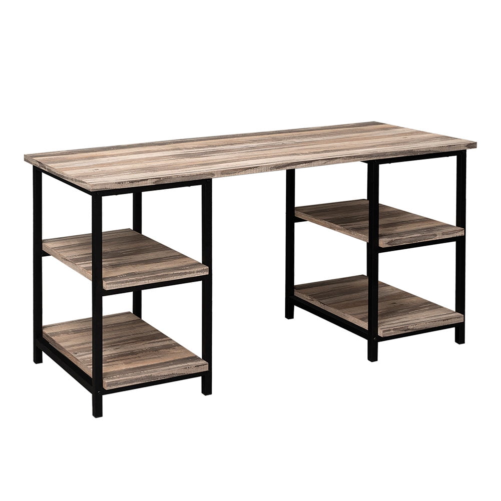 Kepooman 59 Inch Reversible Desk with Storage Bookshelf, Reversible Corner Desk with Shelves for Home Office Kepooman 59 Inch Reversible Desk with Storage Bookshelf, Reversible Corner Desk with Shelves for Home Office