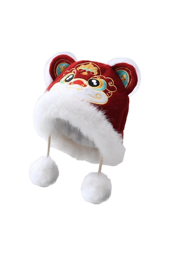 Chinese Lion Dance Hat Cap Cosplay Headdress Animal Party Hat for Event Birthday 19cmx19cmx8cm