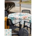 thumbnail image 5 of Outdoor Tablecloths with Umbrella Hole & Zipper, Teal Red Coastal 60x60 Inch Square Tablecloths, Beach Nautical Sea Turtle Coral Starfish Vintage Waterproof Table Cloth, Patio/Pool Table Covers, 5 of 8