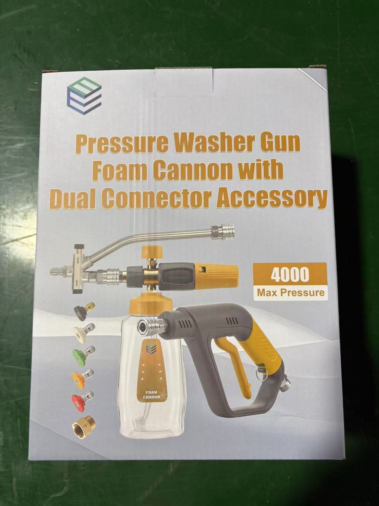Pressure Washer Foam Cannon Gun Kit with Dual Connector Accessory, Foam Blaster for Car Washing, Double Tip Attachment & 5 Nozzle Tips, 1/4" Quick Connect, 4000 PSI