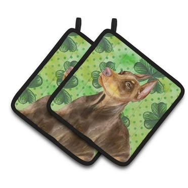 Doberman Pinscher St.Patricks Pair of Pot Holders