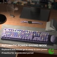 thumbnail image 2 of Teclado y ratón inalámbricos Links9+ de tamaño completo, retro, morado, 2 of 7