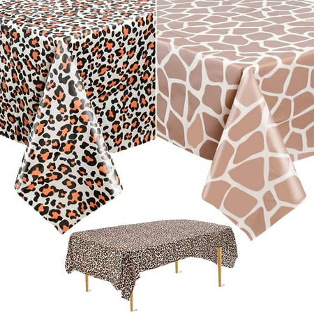 

2 Pack Animal Safari Theme Zoo Print Table Cover IOUALEY 2 Types Zoo Theme Tablecloth Party Supplies for Baby Showers Jungle Theme Birthday Party Supplies Decorations Leopard and Giraffe