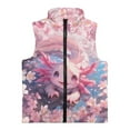 thumbnail image 4 of Uorisanigo Fleece Jacket Vest for Girl & Boys Lightweight Sleeveless Full Zip Warm Outwear Fashion Fall Winter Clothes Cozy Pink Axolotl Cherry Blossom Waistcoat for Toddler & Kids, 4 of 7